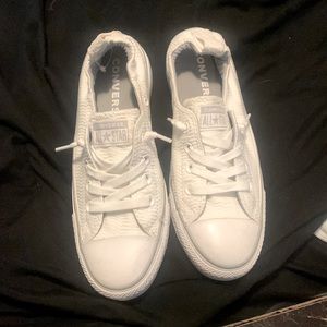 Converse white slip on shoes